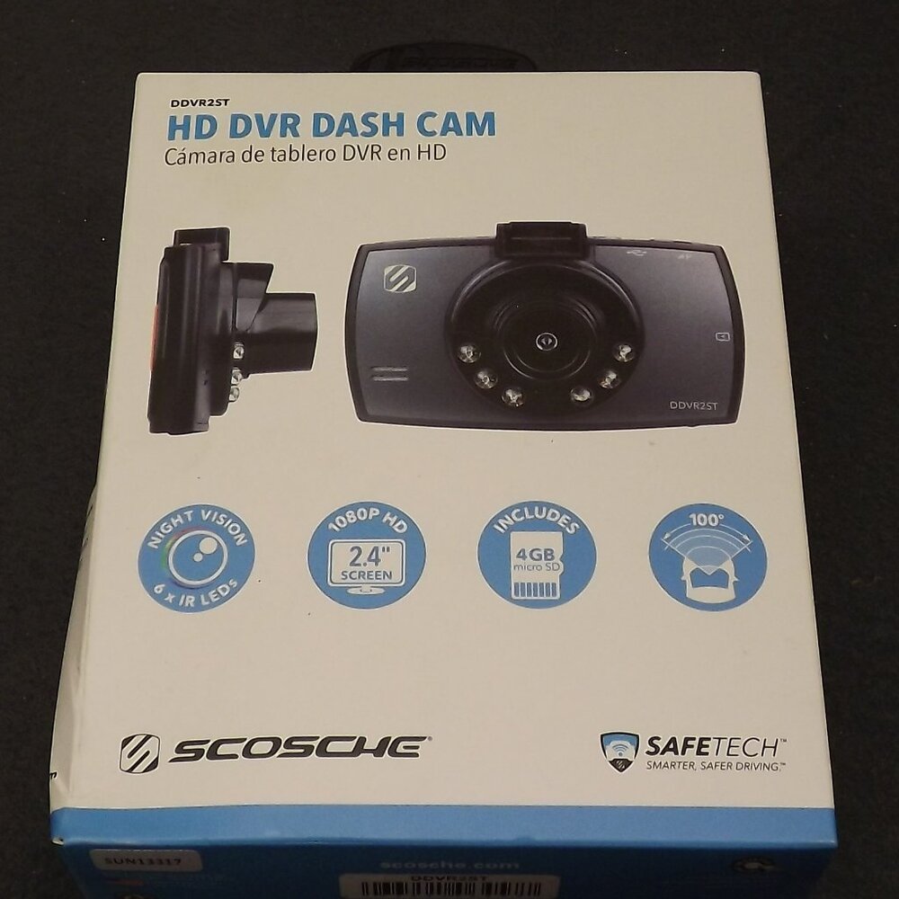Scosche Dash Cam 1080P HD DVR 4GB Night Vision DDVR2ST Complete In Box